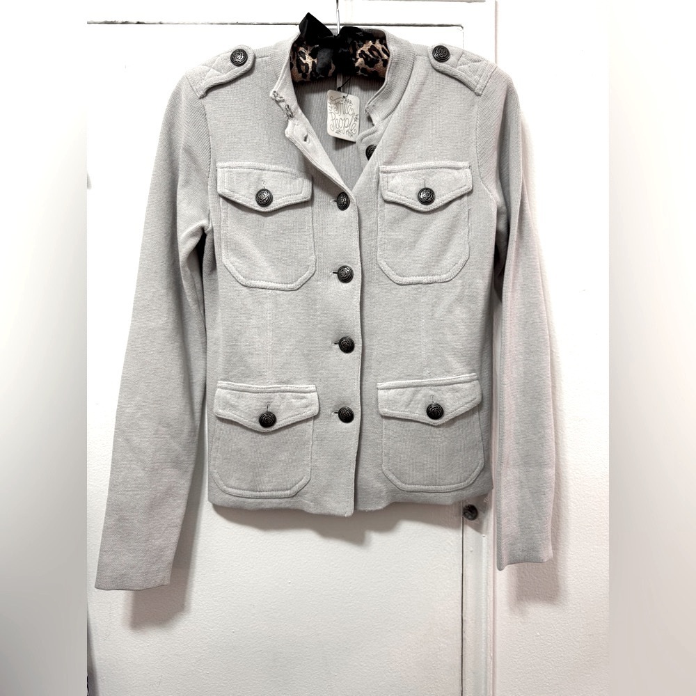 NWT Revolve Free People Slub Knit Military Cardigan Sweater Size XS Gray